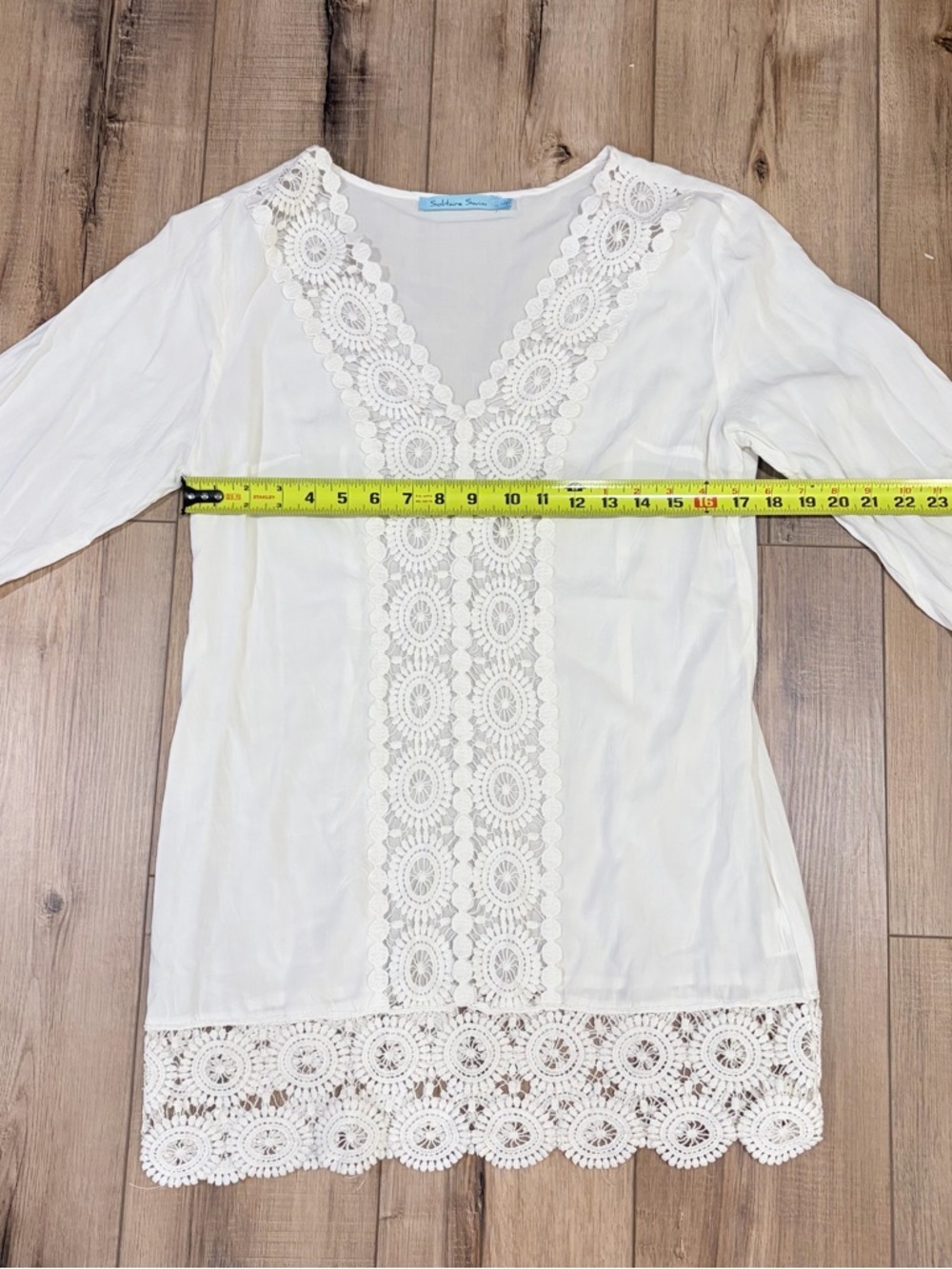 Solitaire Swim Cover Up Boho Chic Coastal Lace L White Resort Coquette Romantic - Picture 8 of 10